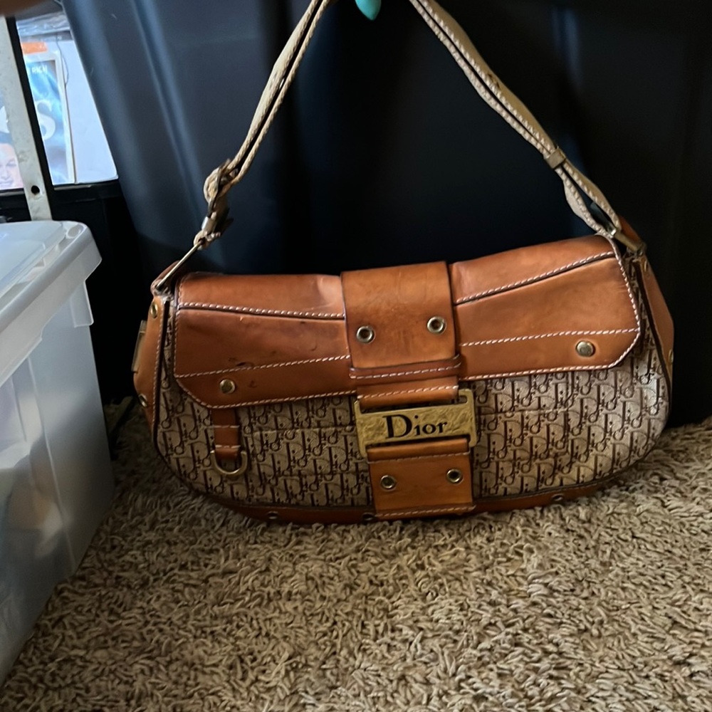 DIOR Tan/Beige Oblique Canvas and Leather Street Chic Shoulder Bag
